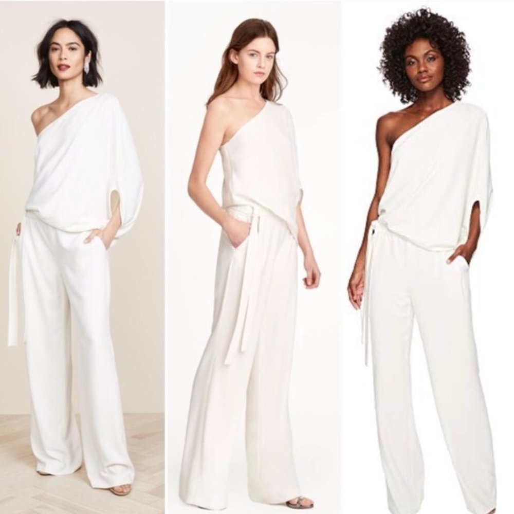 Halston HeritageAsymmetrical Crepe Jumpsuit. Size 8. New With  Tags